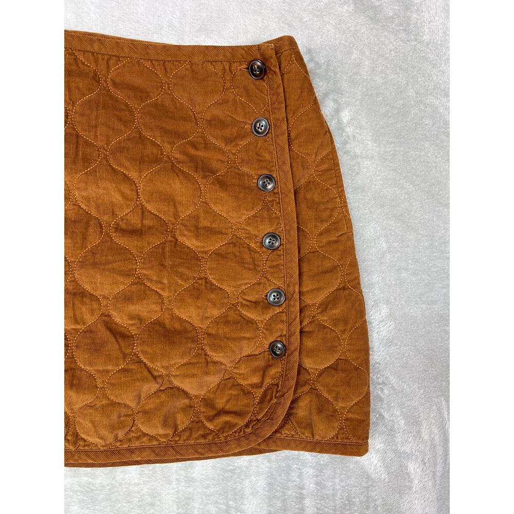 Madewell Quilted Mini Skirt Brown Corduroy Button Wrap Size 2 - Picture 3 of 7